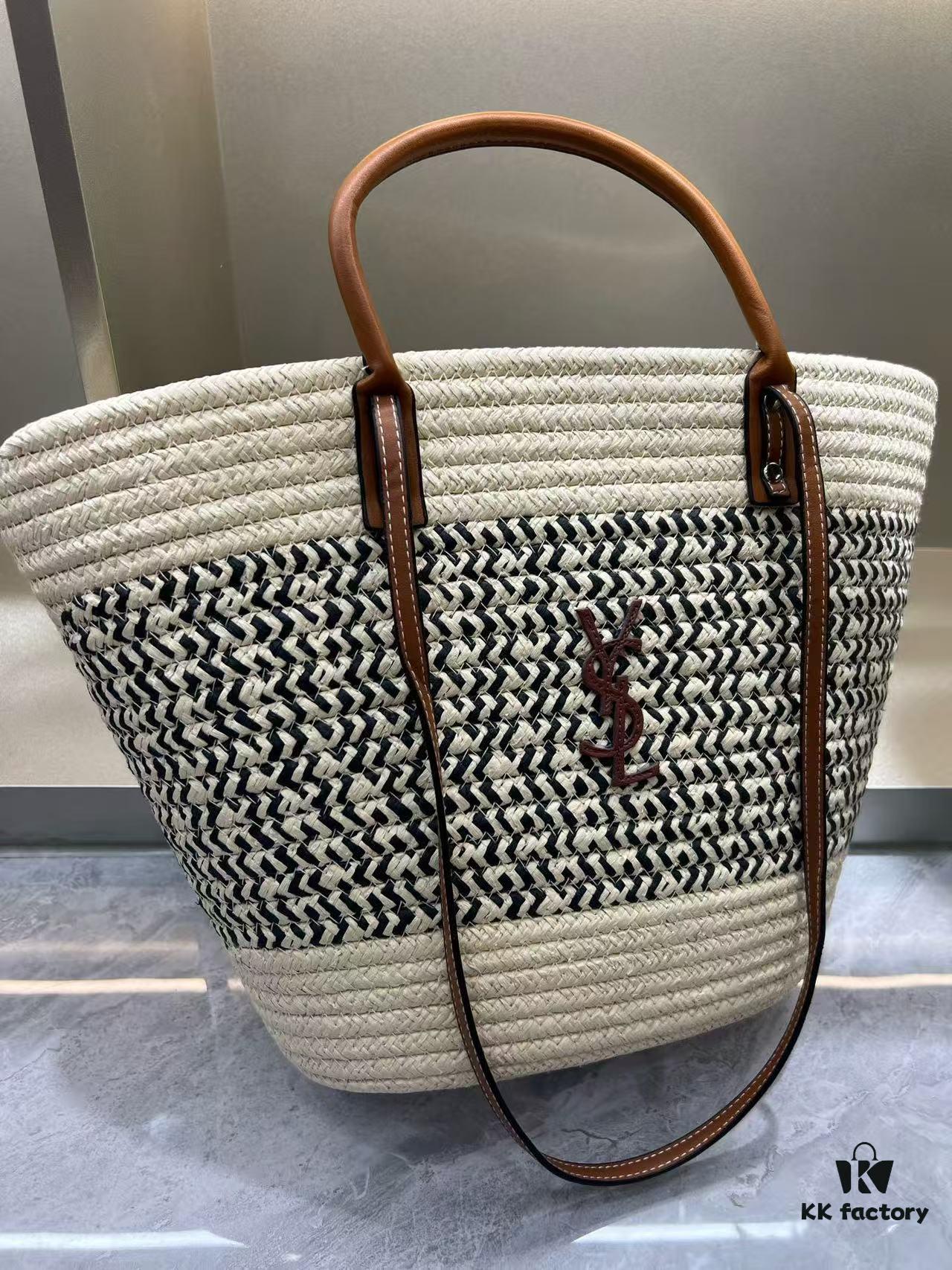 YSL Summer New Arrival Woven Bag, Large-Capacity Tote, Vacation Beach Bag, Shoulder and Handheld Purse 40.28