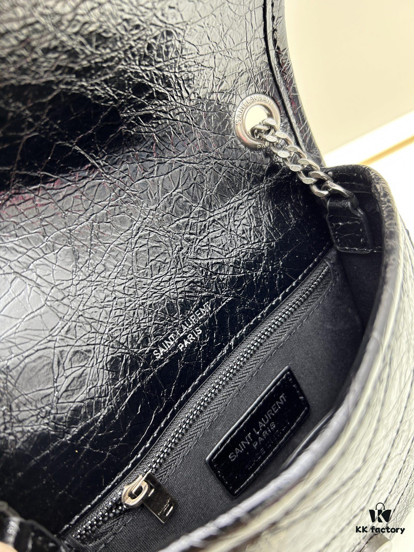 YSL Niki Mini Chain Bag in Black Wax Leather