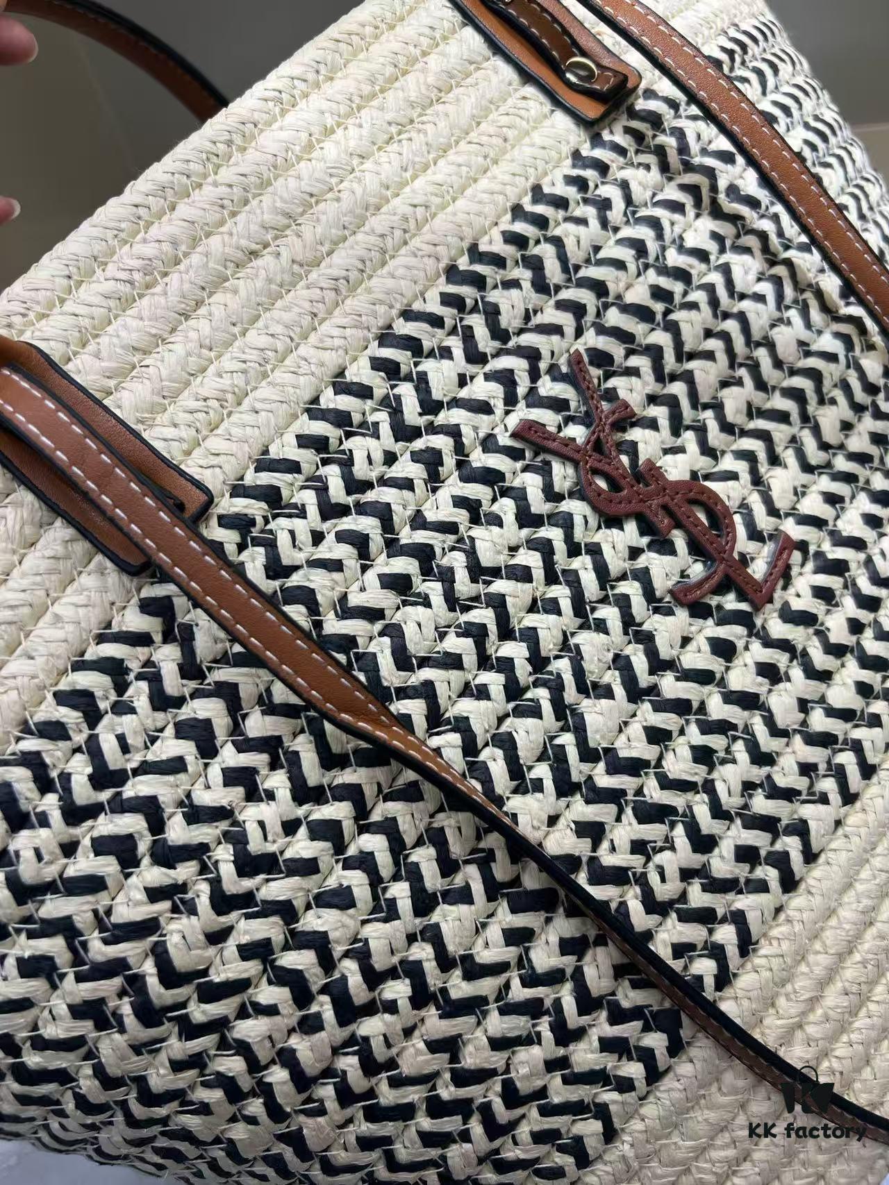 YSL Summer New Arrival Woven Bag, Large-Capacity Tote, Vacation Beach Bag, Shoulder and Handheld Purse 40.28