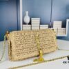 New YSL Raffia Woven Fringe Bag - Kate Model