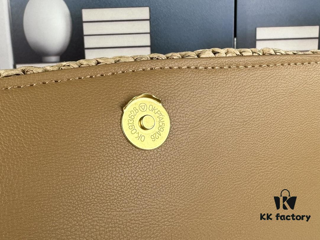 New YSL Raffia Woven Fringe Bag - Kate Model