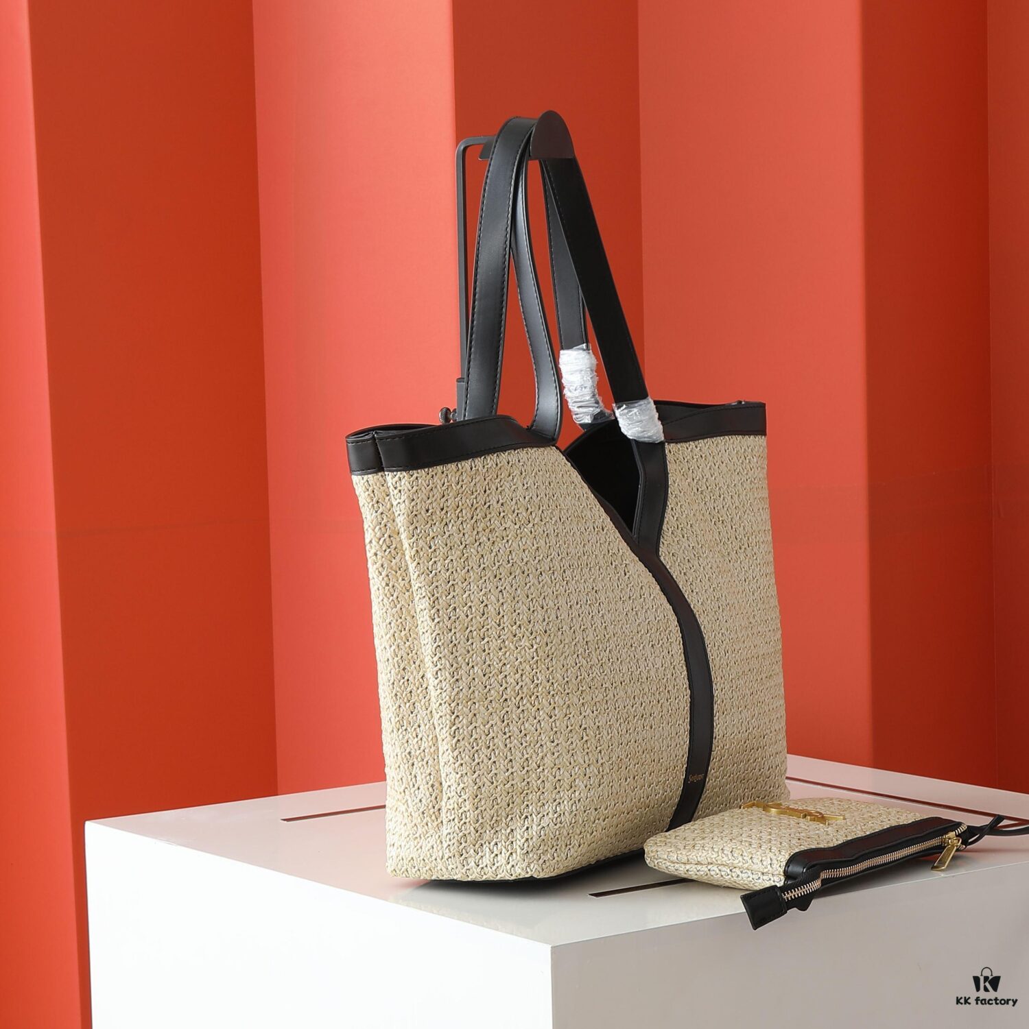 YSL Saint Laurent Raffia Mother-and-Child Tote Bag, Size: 50, 31, 11, Model 2509