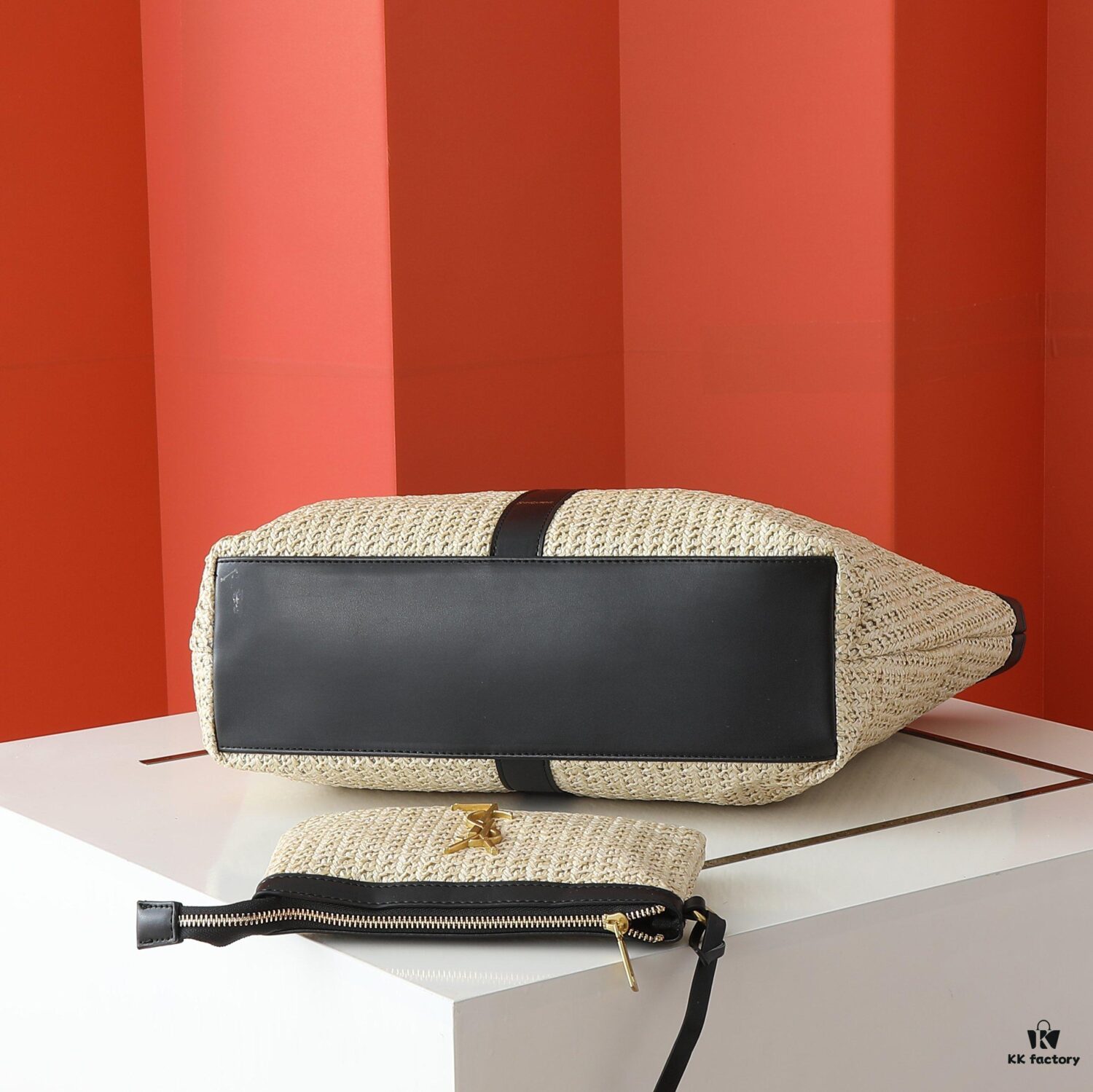 YSL Saint Laurent Raffia Mother-and-Child Tote Bag, Size: 50, 31, 11, Model 2509