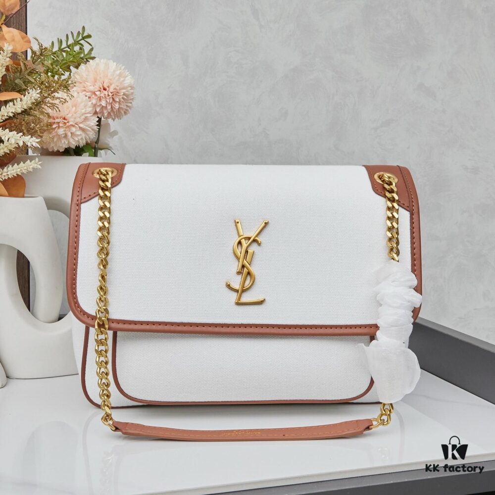 New Large YSL Niki Crossbody Bag in Linen Color with Box