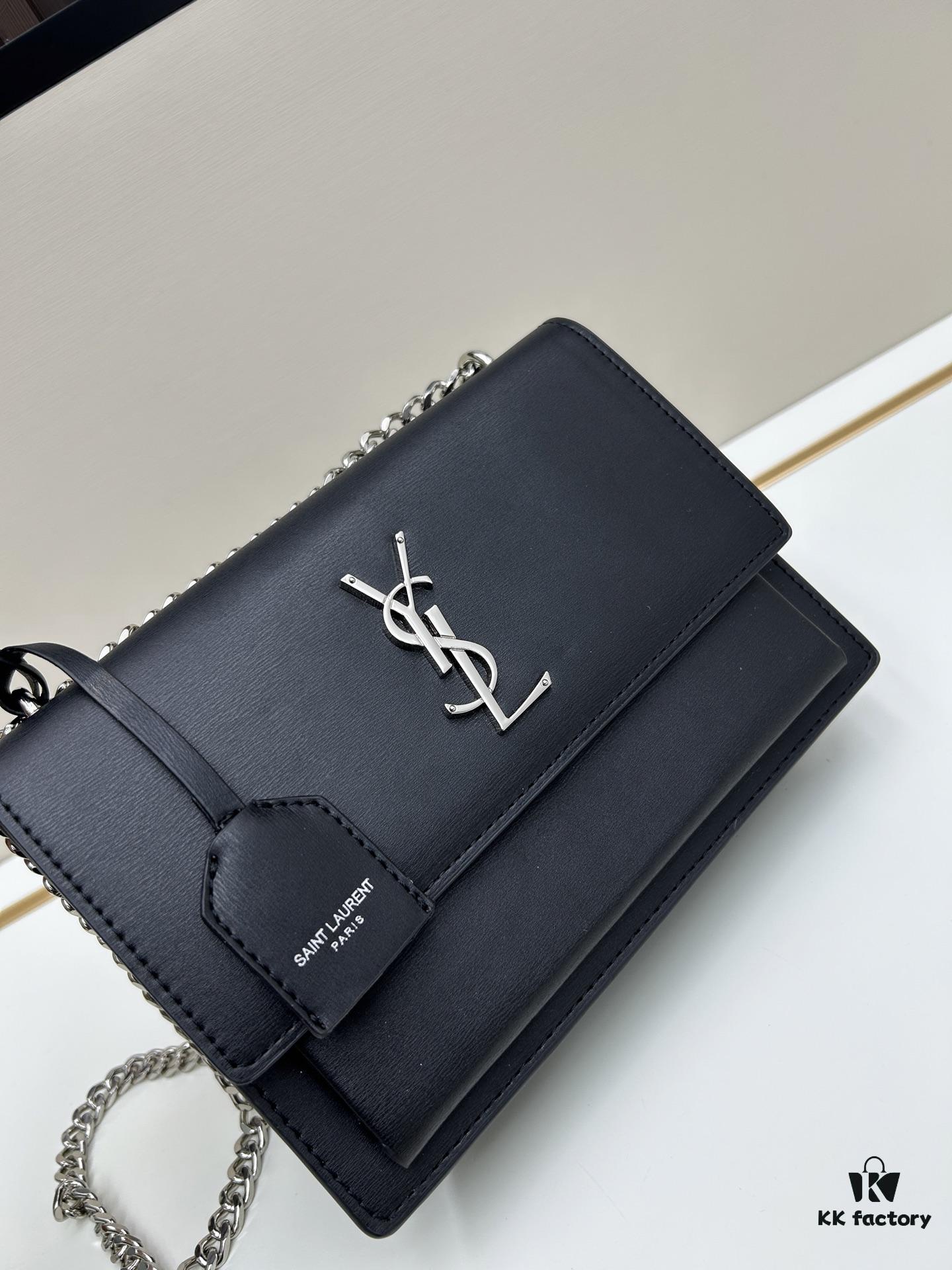 New Arrival with Box 💰 YSL Sunset Chain Bag, Smooth Fine Grain Calfskin