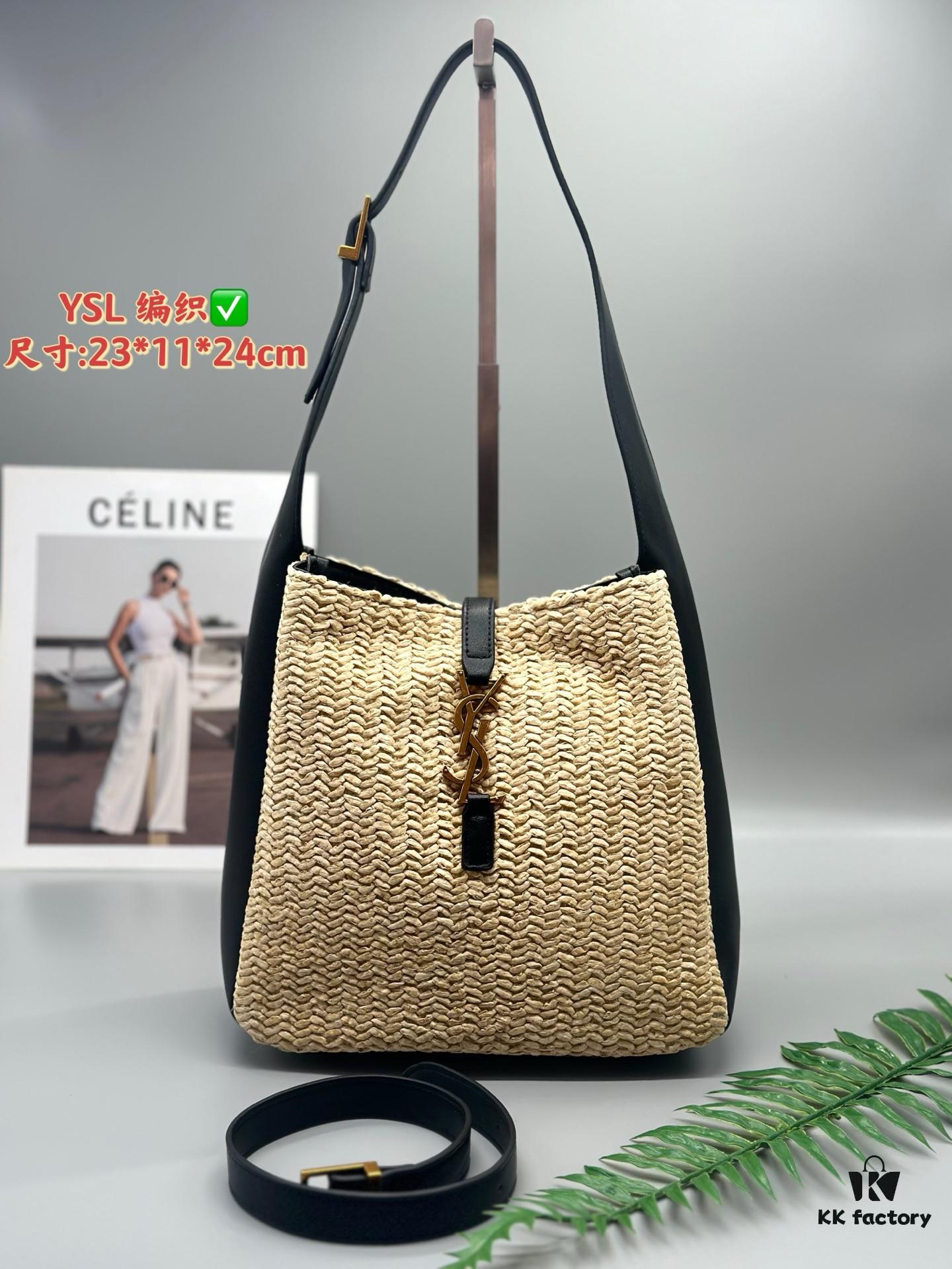 YSL Woven ✅ New Style Underarm Bag with Adjustable Strap for Crossbody or Shoulder Wear