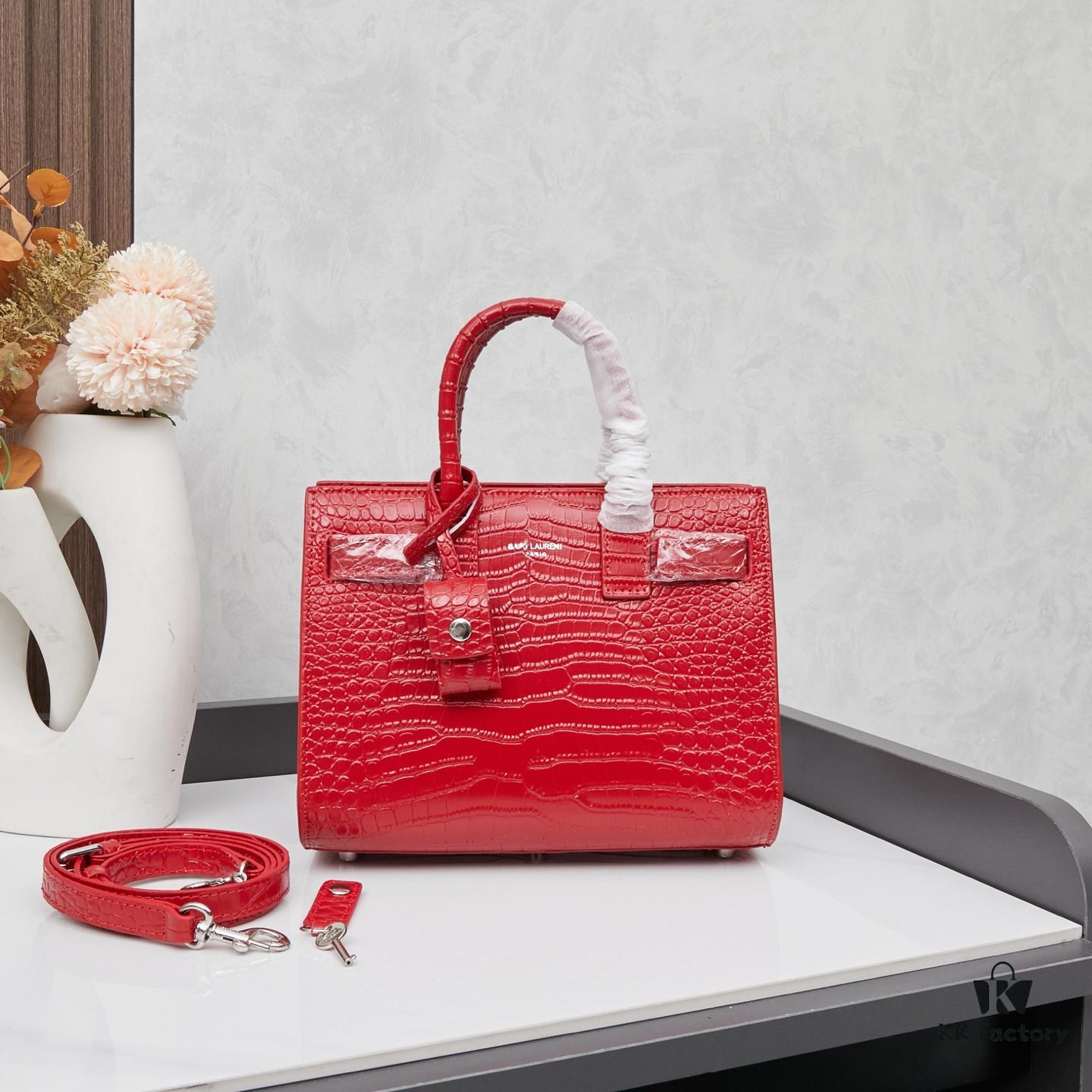 New Crocodile Texture Rose-Inspired Street Style Bag | YSL's Muse Favorite