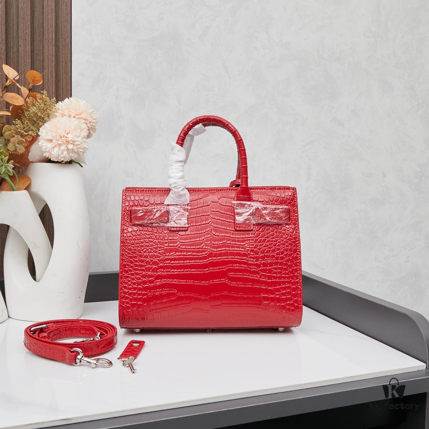 New Crocodile Texture Rose-Inspired Street Style Bag | YSL's Muse Favorite