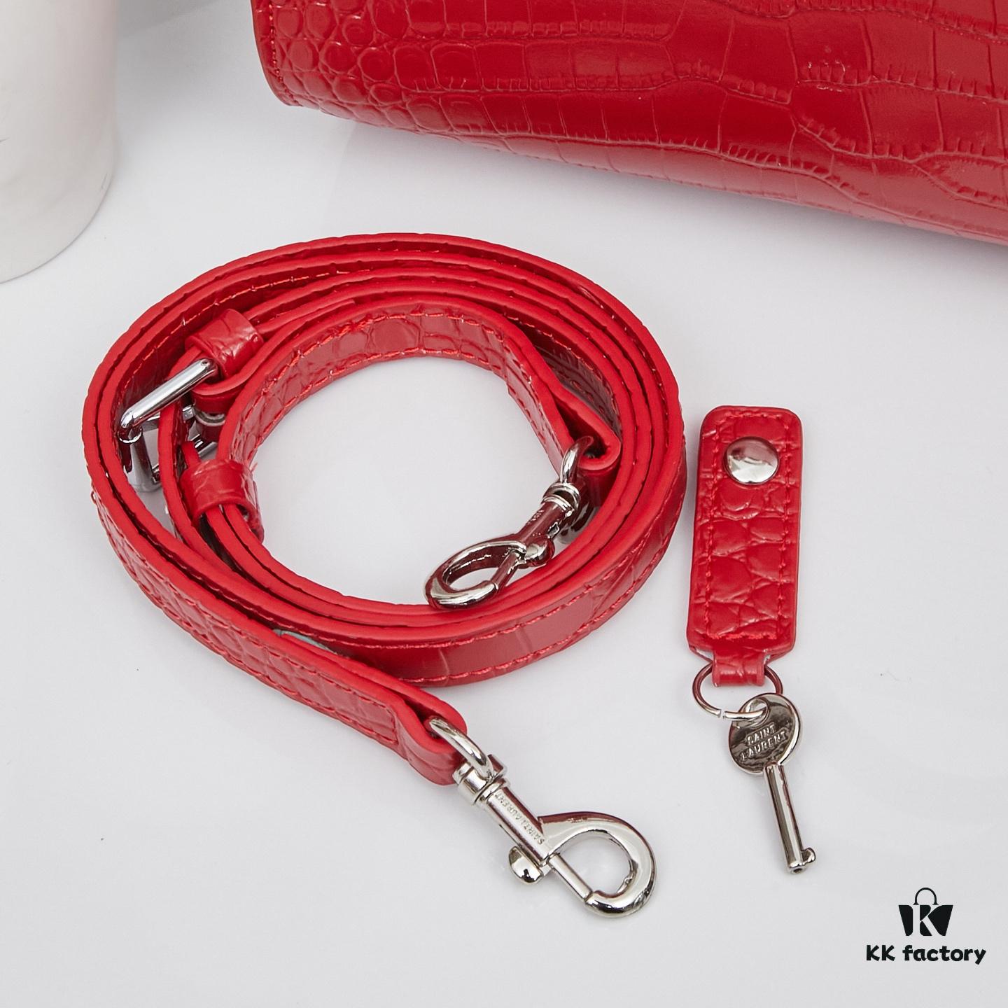 New Crocodile Texture Rose-Inspired Street Style Bag | YSL's Muse Favorite