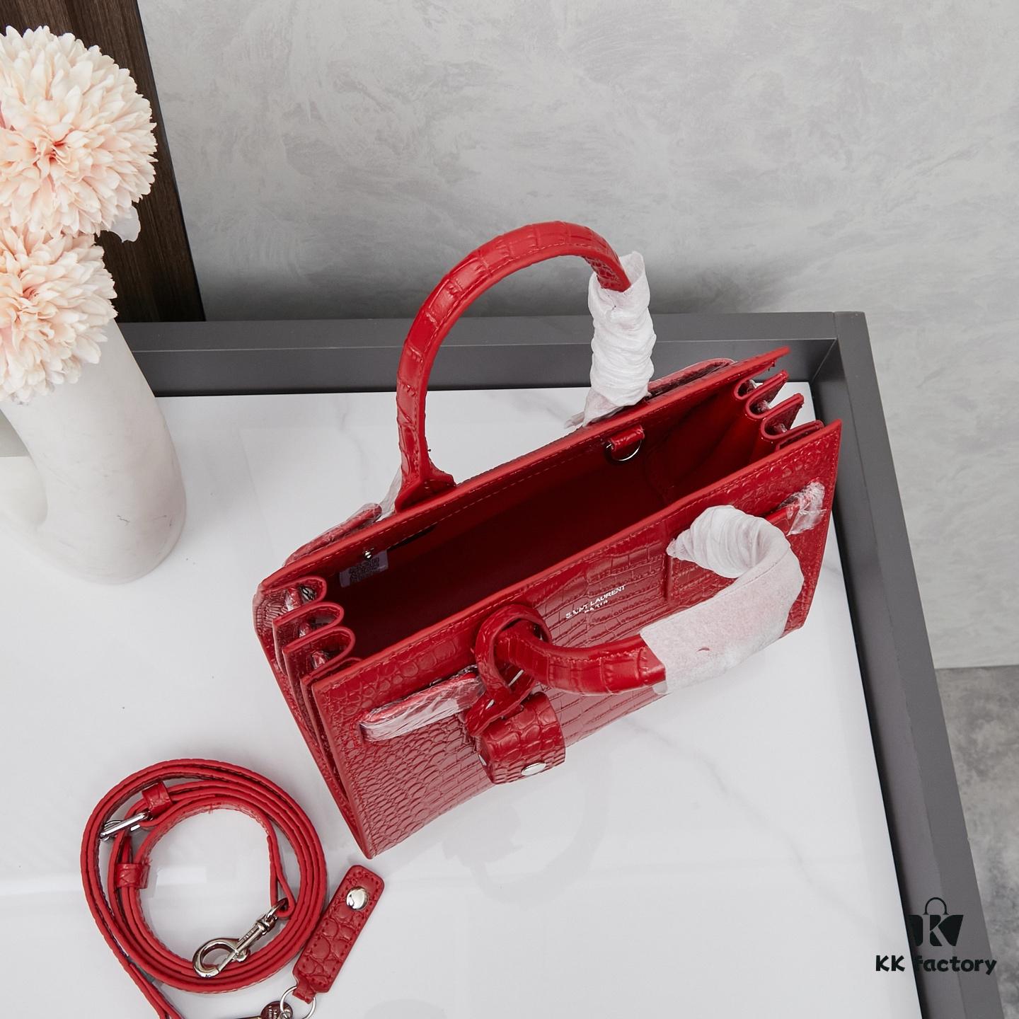 New Crocodile Texture Rose-Inspired Street Style Bag | YSL's Muse Favorite