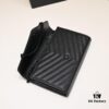 Black Quilted SAINT LAURENT Flap Front Leather Wallet with Detachable Chain