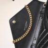 Golden Chain Lambskin! Classic Best-Selling SAINT LAURENT Front Flip Wallet with Detachable Metal Chain, Interlocking YSL Logo, Jacquard Embossed Stitching Decoration
