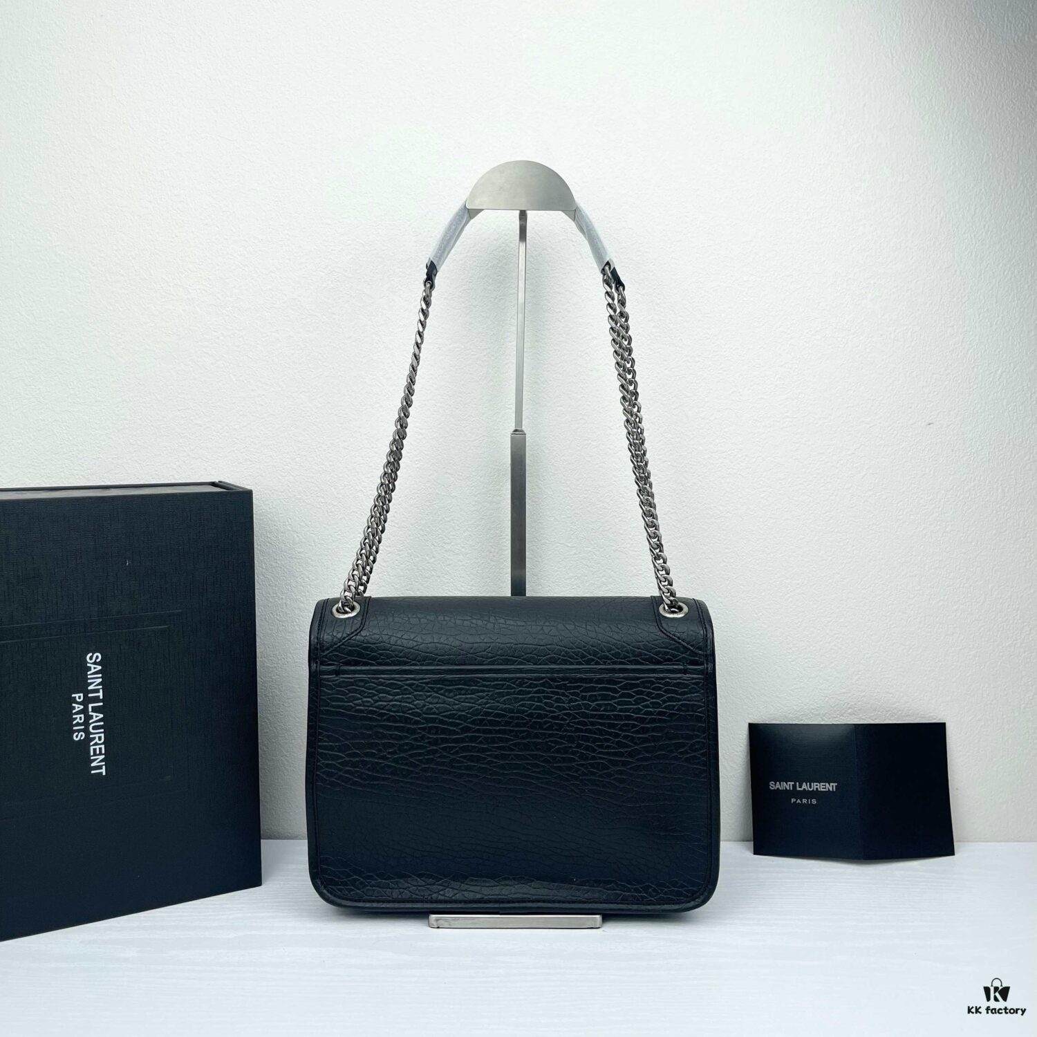 Large Soft Grained Leather Handbag with Classic YSL Logo
