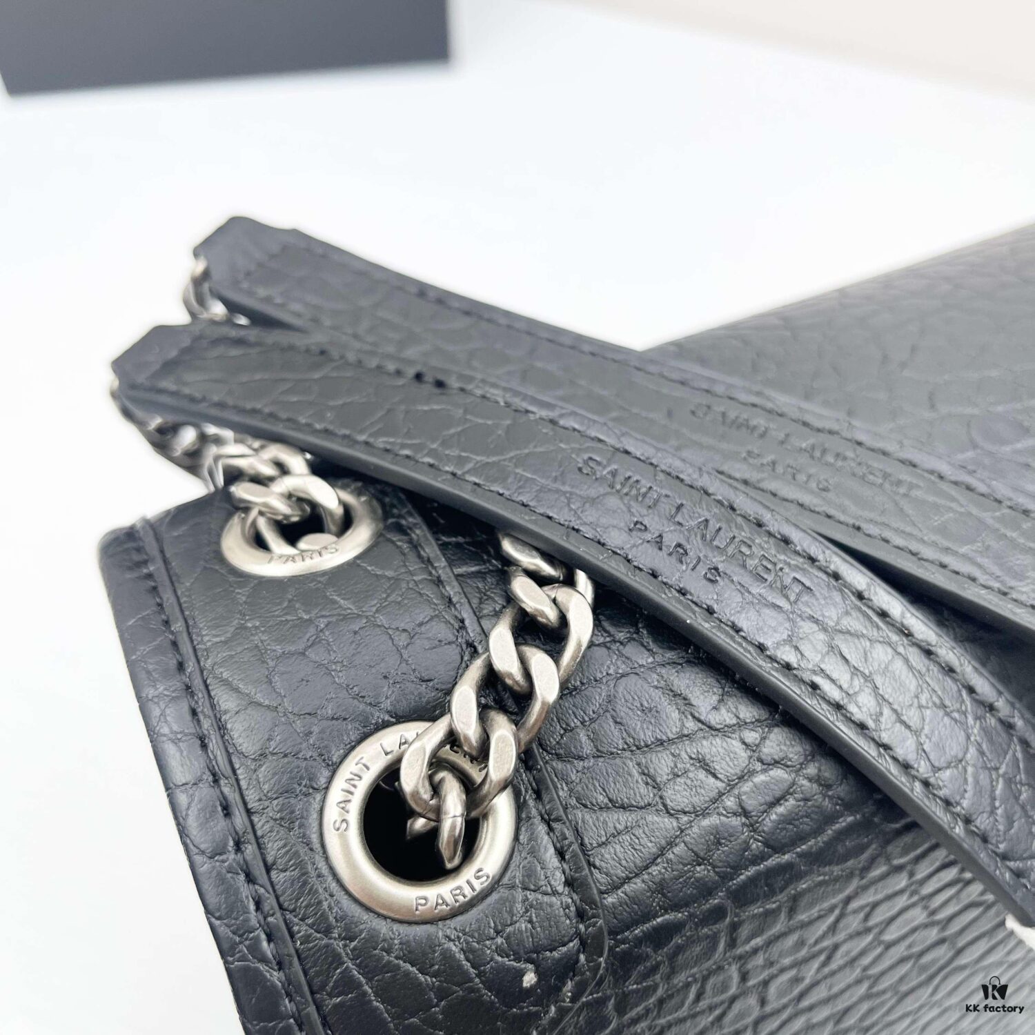 Large Soft Grained Leather Handbag with Classic YSL Logo