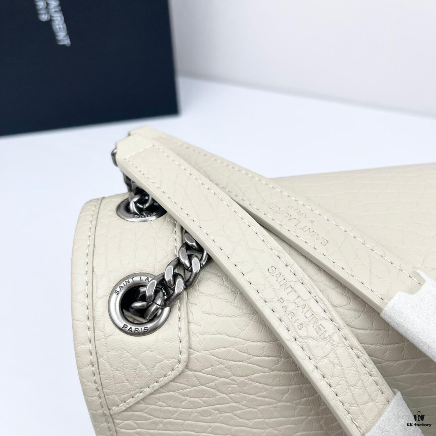 Large Soft Grained Leather Handbag with Classic YSL Logo