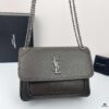 Large Soft Grained Leather Handbag with Classic YSL Logo