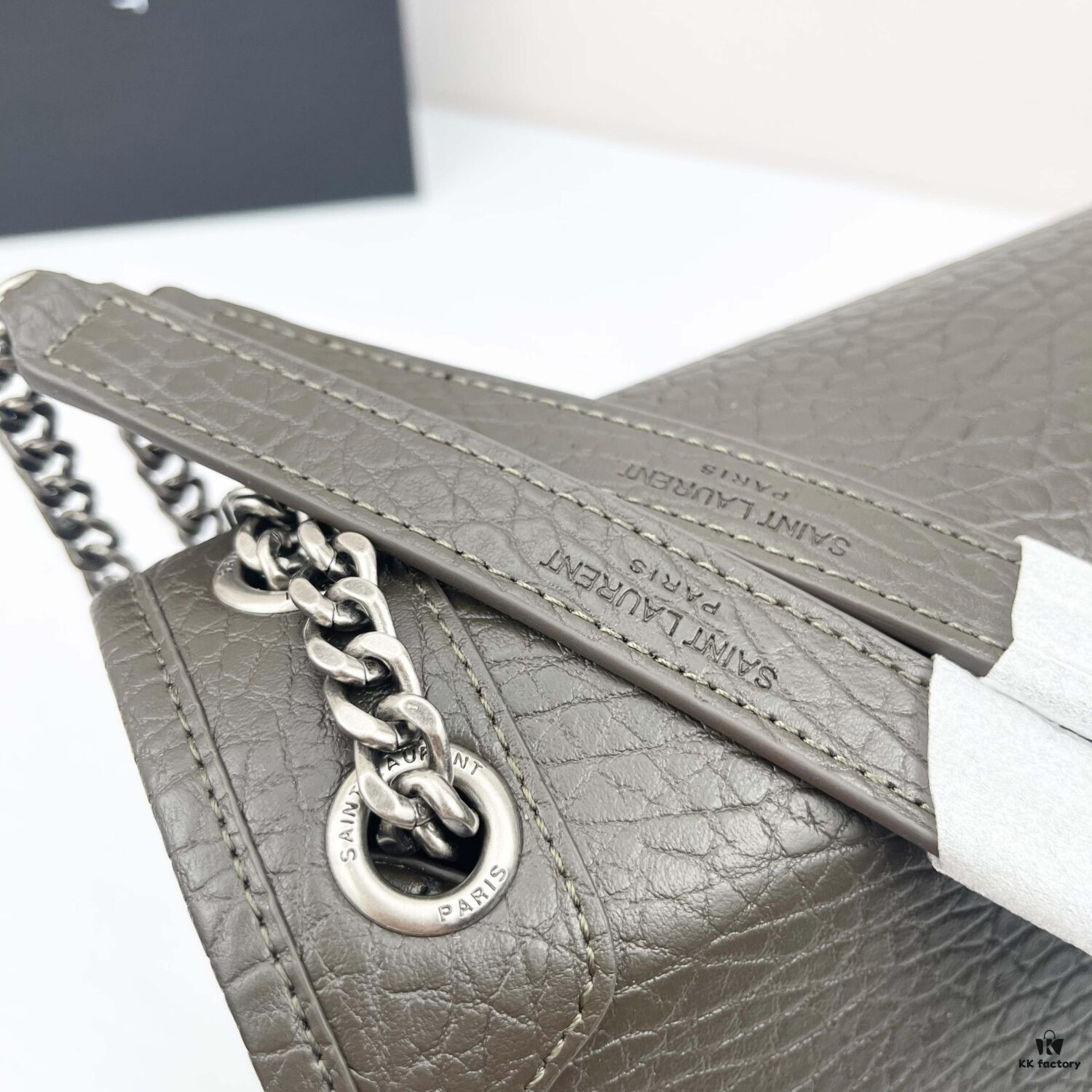 Large Soft Grained Leather Handbag with Classic YSL Logo