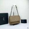 Large Soft Grained Leather Handbag with Classic YSL Logo