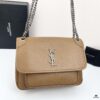 Large Soft Grained Leather Handbag with Classic YSL Logo
