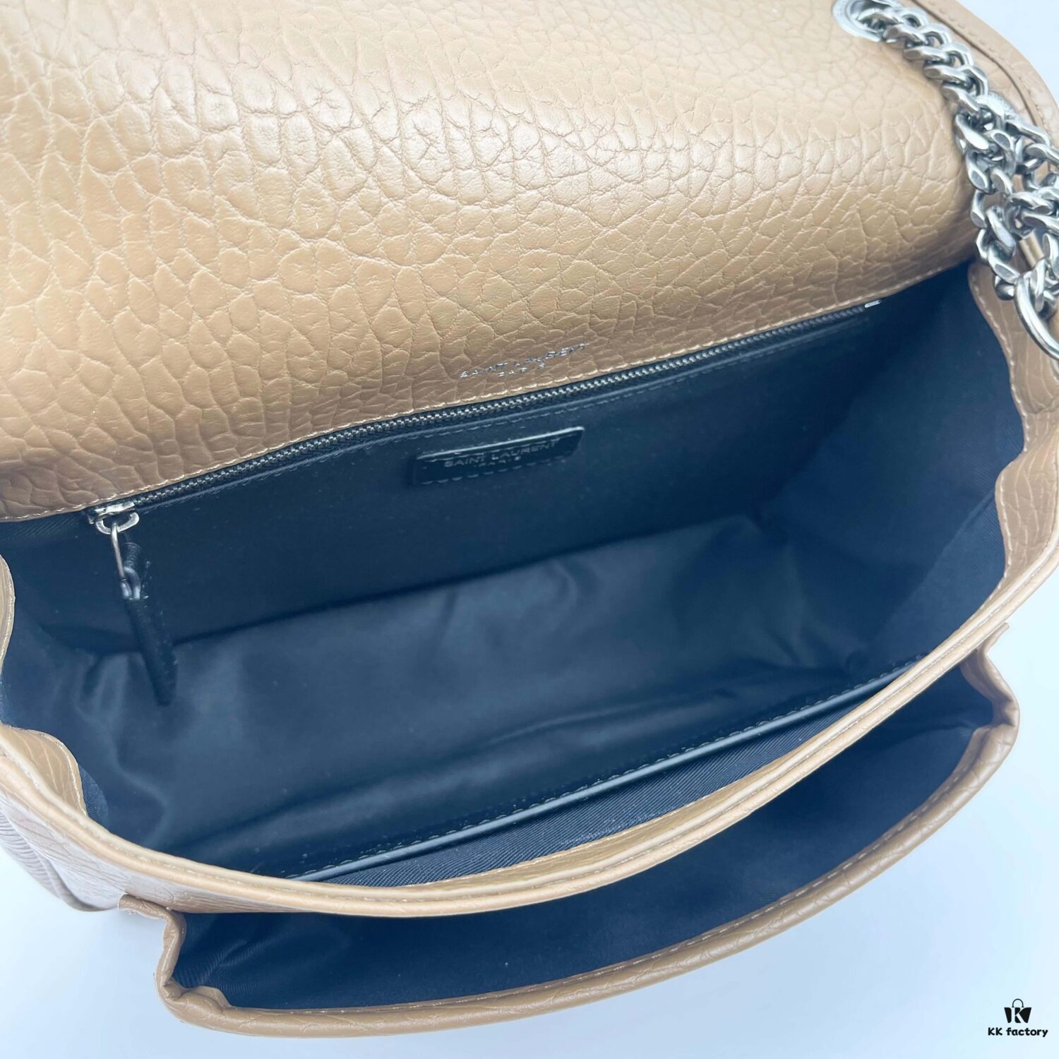 Large Soft Grained Leather Handbag with Classic YSL Logo