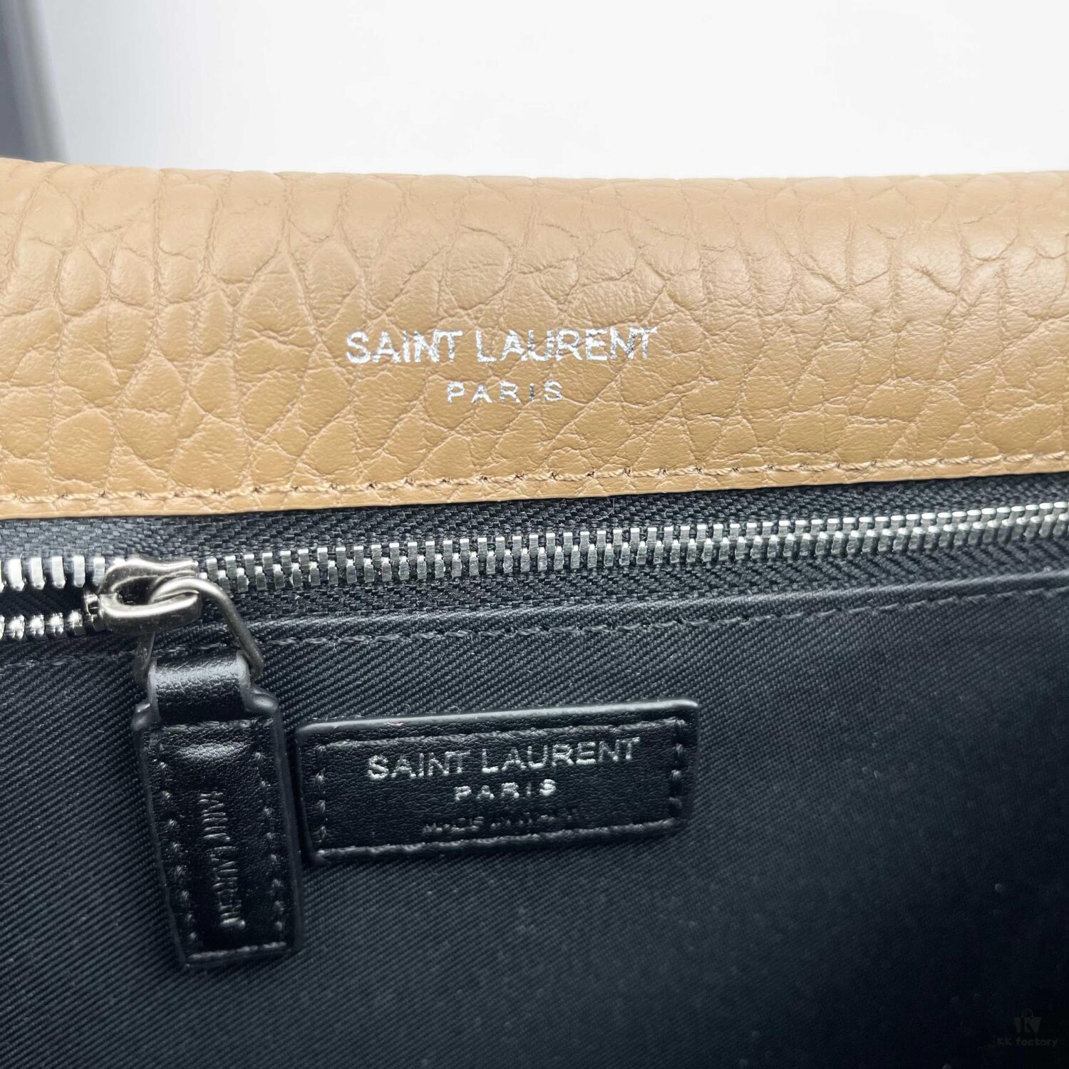Large Soft Grained Leather Handbag with Classic YSL Logo