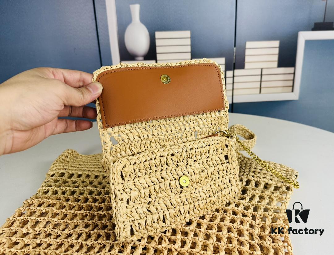 New Arrival Small YSL Icare Raffia Bag with Mini Pouch