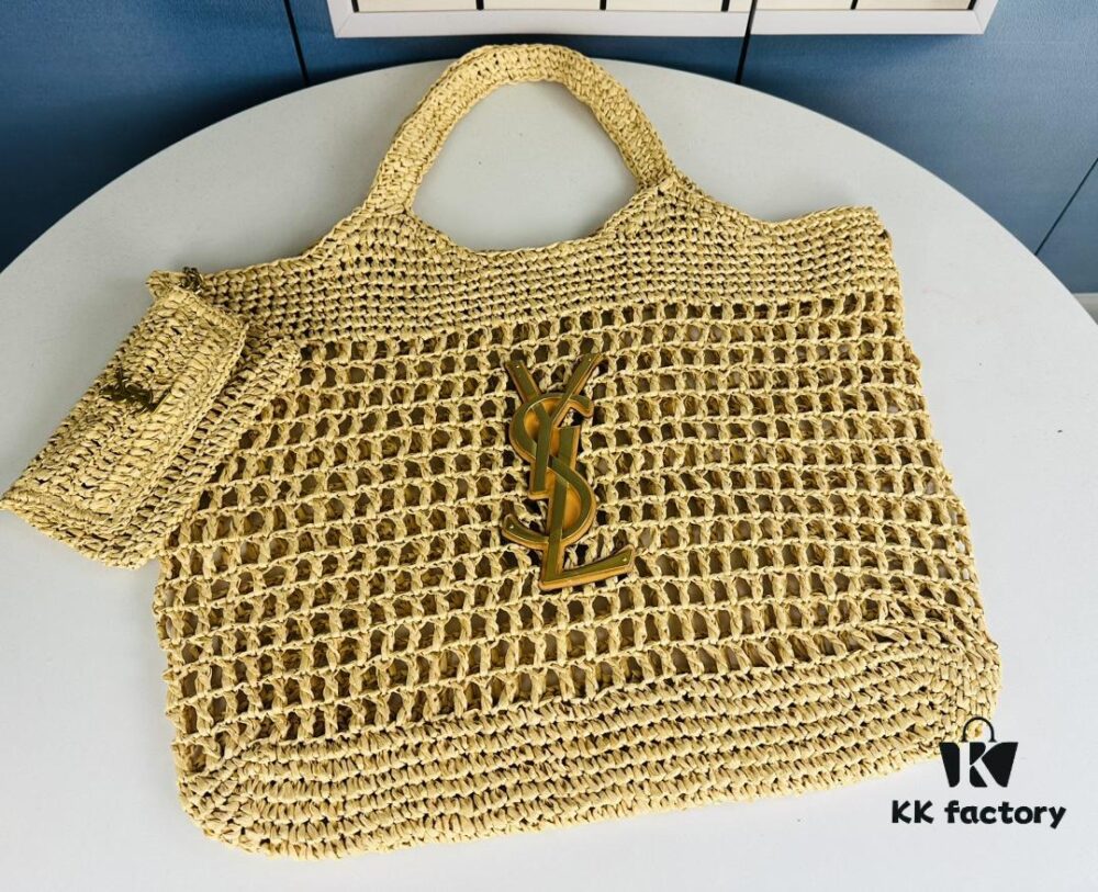 New Large YSL Raffia ICARE Bag with Mini Compartment