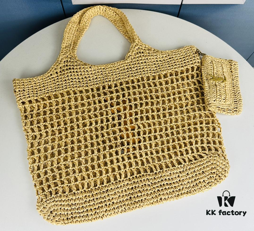 New Large YSL Raffia ICARE Bag with Mini Compartment
