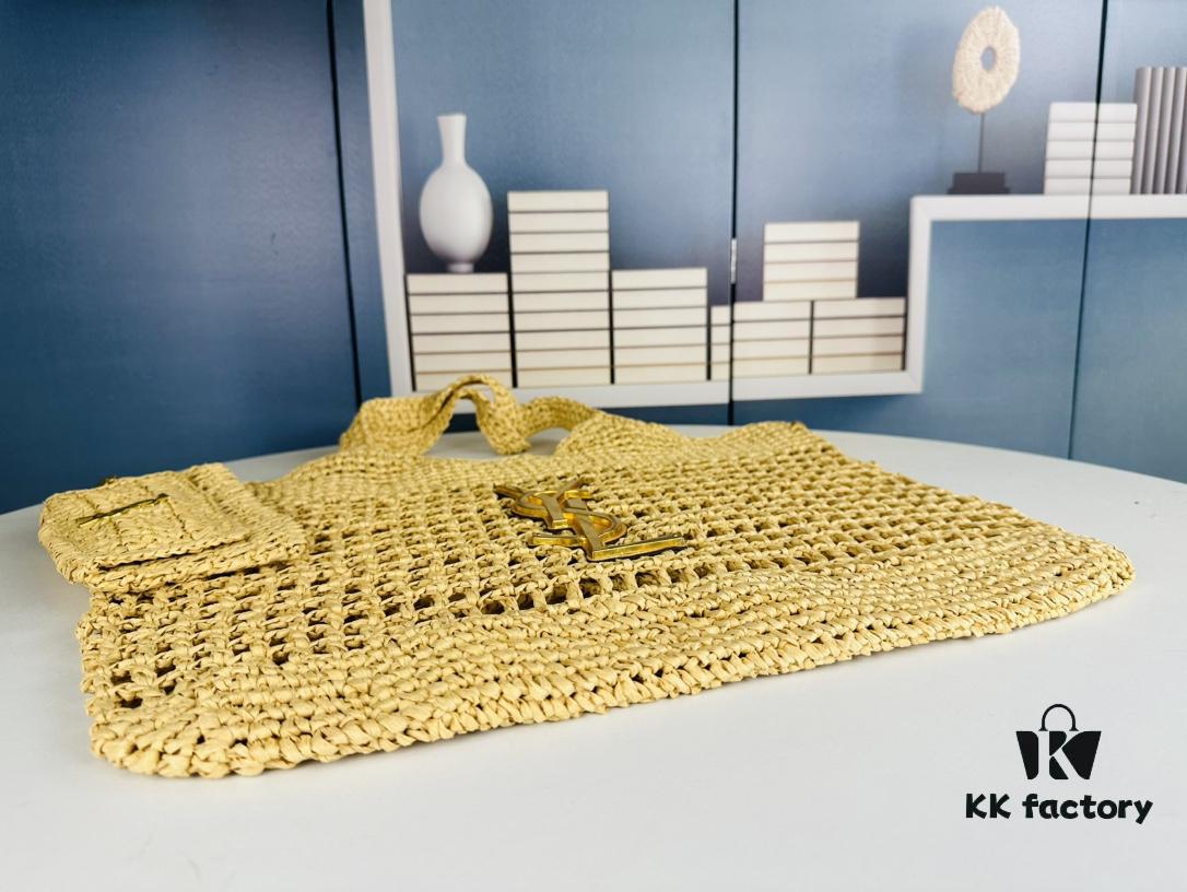 New Large YSL Raffia ICARE Bag with Mini Compartment