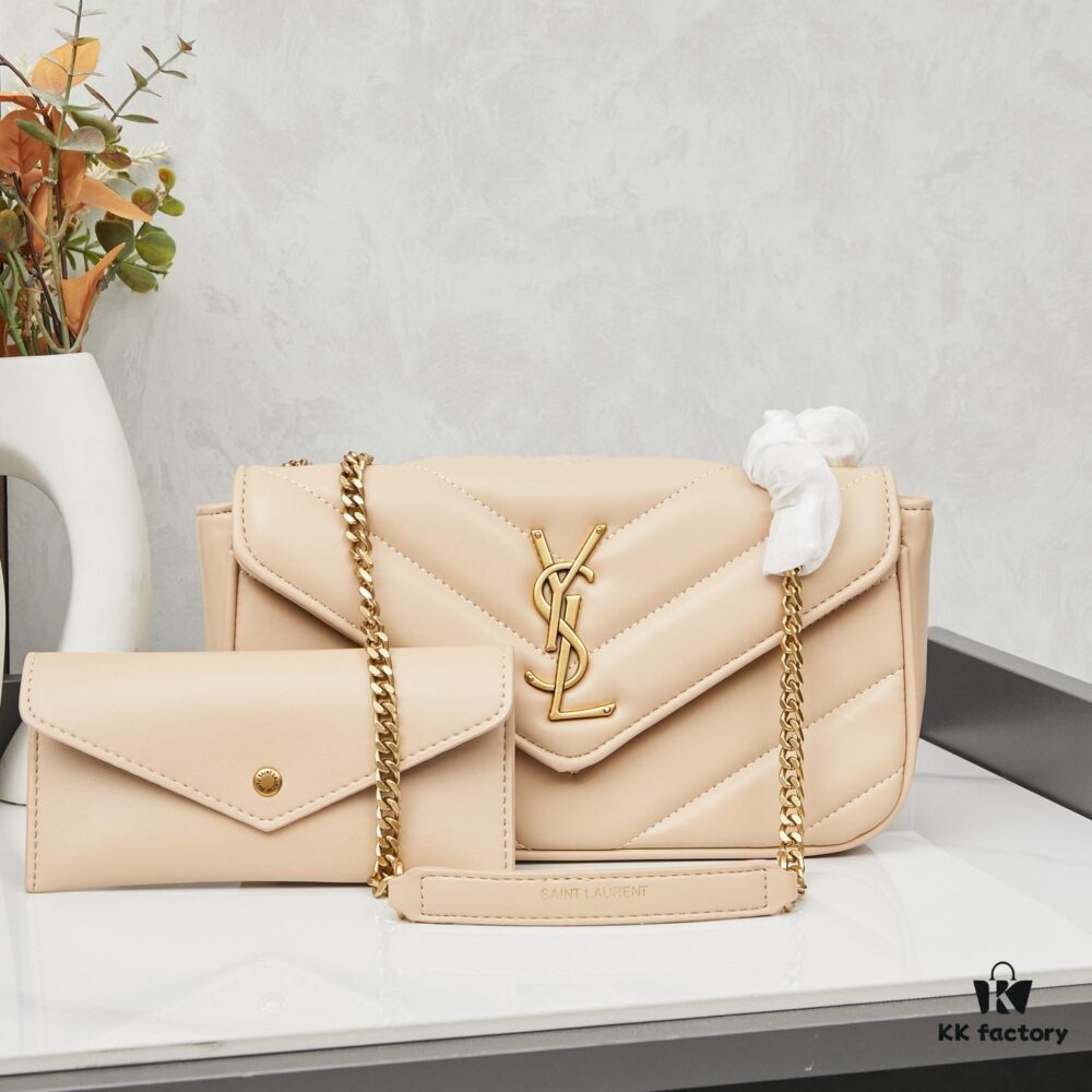 New Small YSL Saint Laurent LouLou Box Bag with Box - Shiny Coated Lambskin