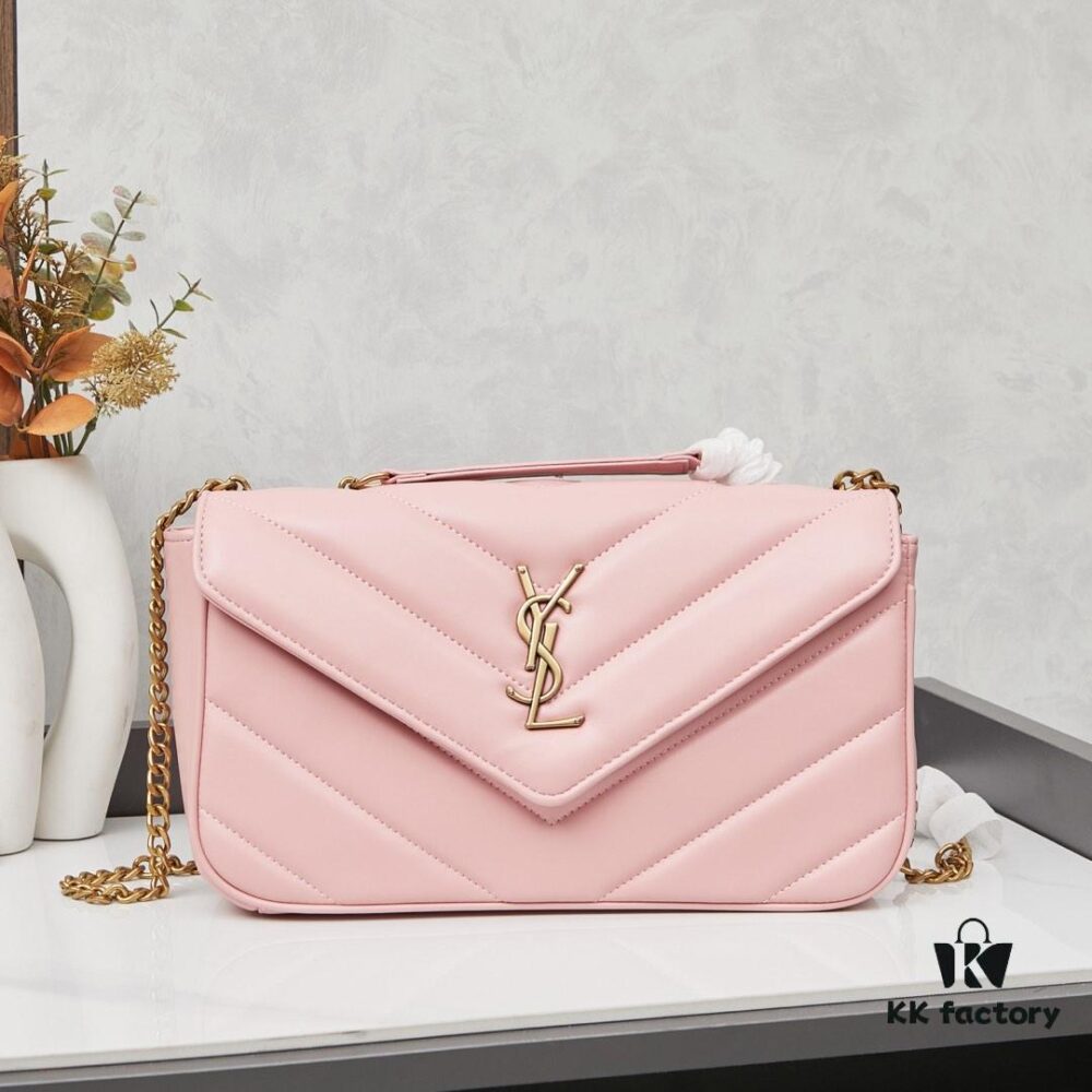 New Large YSL Saint Laurent LouLou Box Bag - Shiny Coated Lambskin with Box and Cardholder