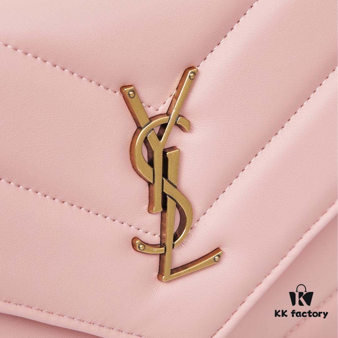 New Large YSL Saint Laurent LouLou Box Bag - Shiny Coated Lambskin with Box and Cardholder