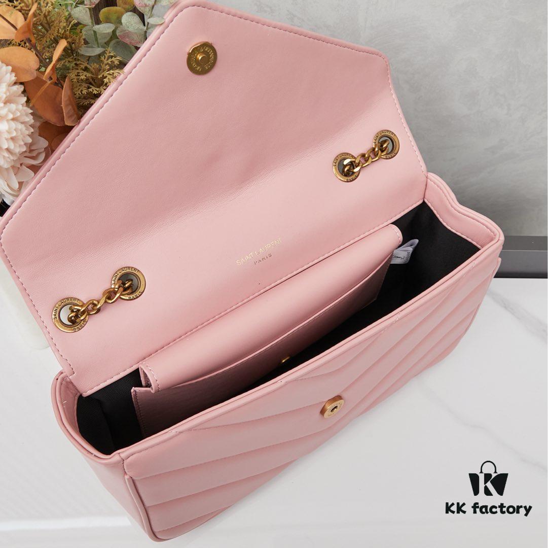 New Large YSL Saint Laurent LouLou Box Bag - Shiny Coated Lambskin with Box and Cardholder