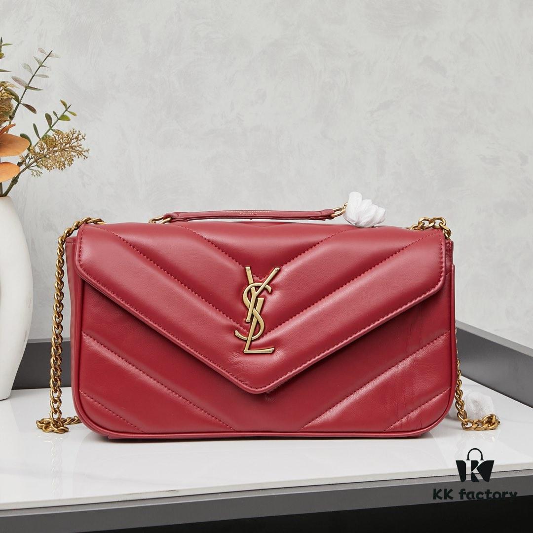 New Large YSL Saint Laurent LouLou 'Square Fat' Bag with Box