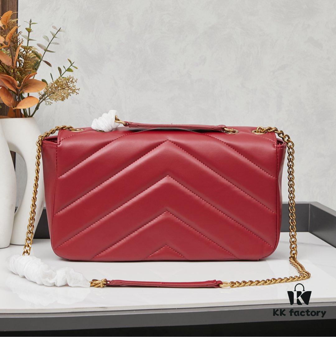 New Large YSL Saint Laurent LouLou 'Square Fat' Bag with Box