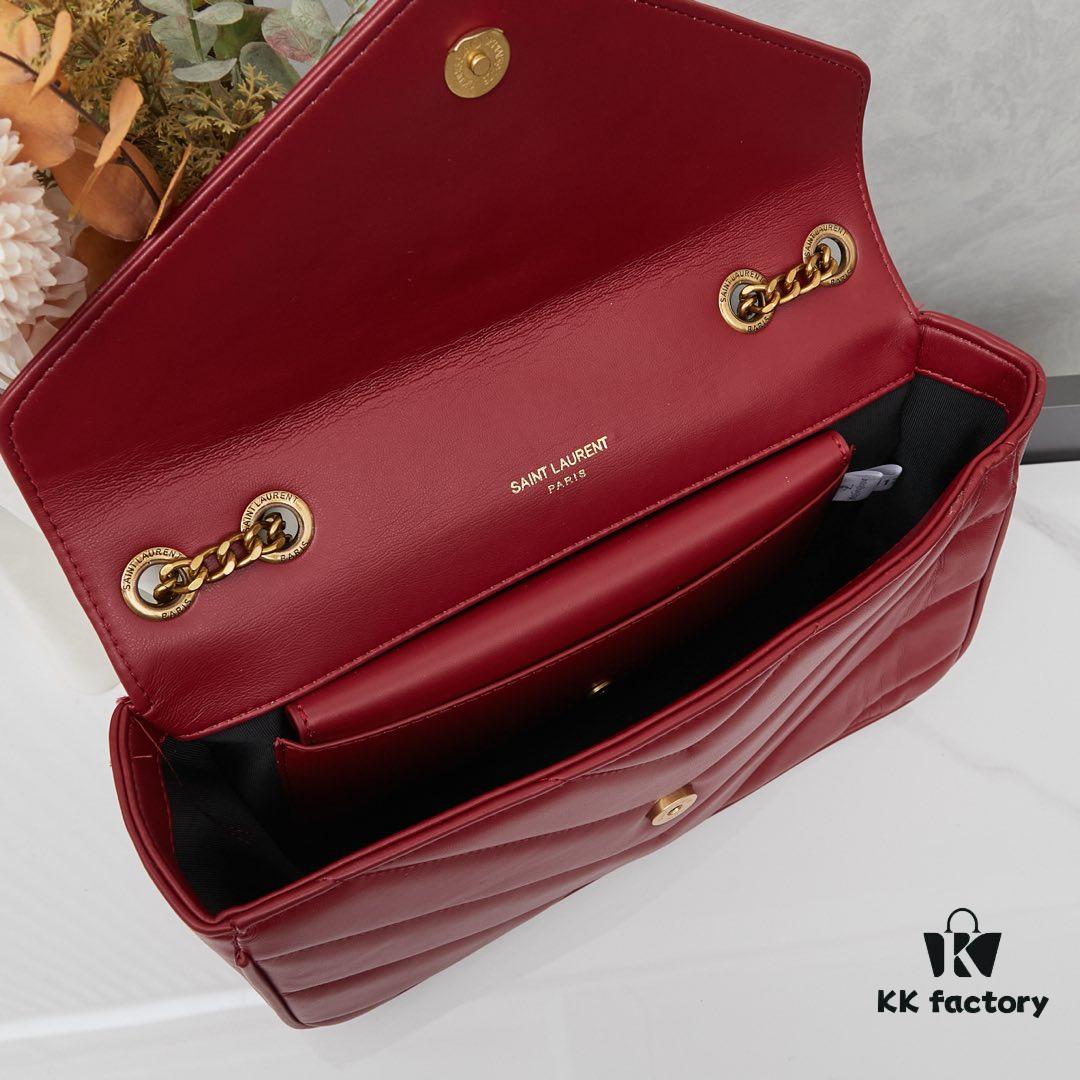 New Large YSL Saint Laurent LouLou 'Square Fat' Bag with Box