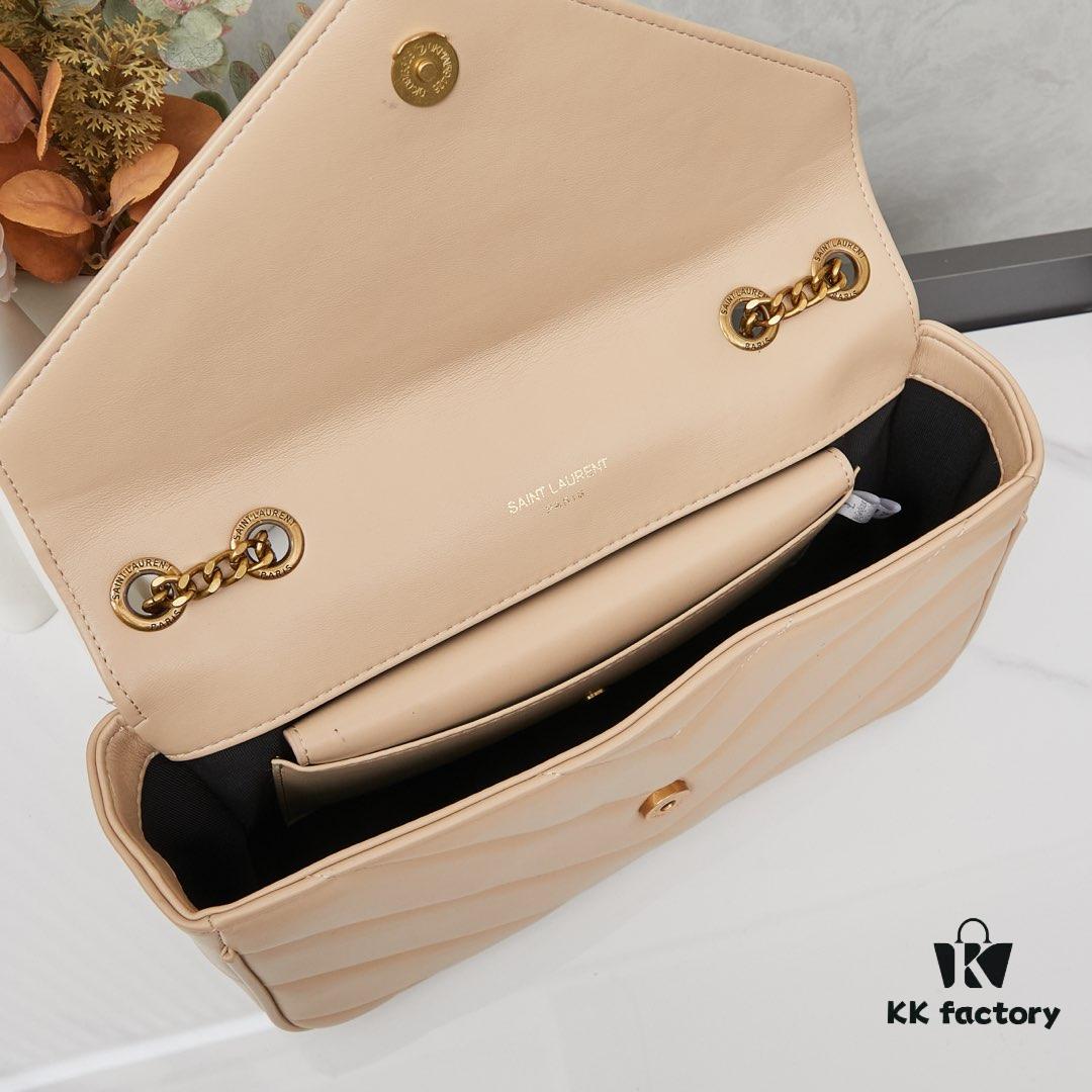 New Large YSL Saint Laurent LouLou Box Bag - Shiny Coated Lambskin with Box and Cardholder