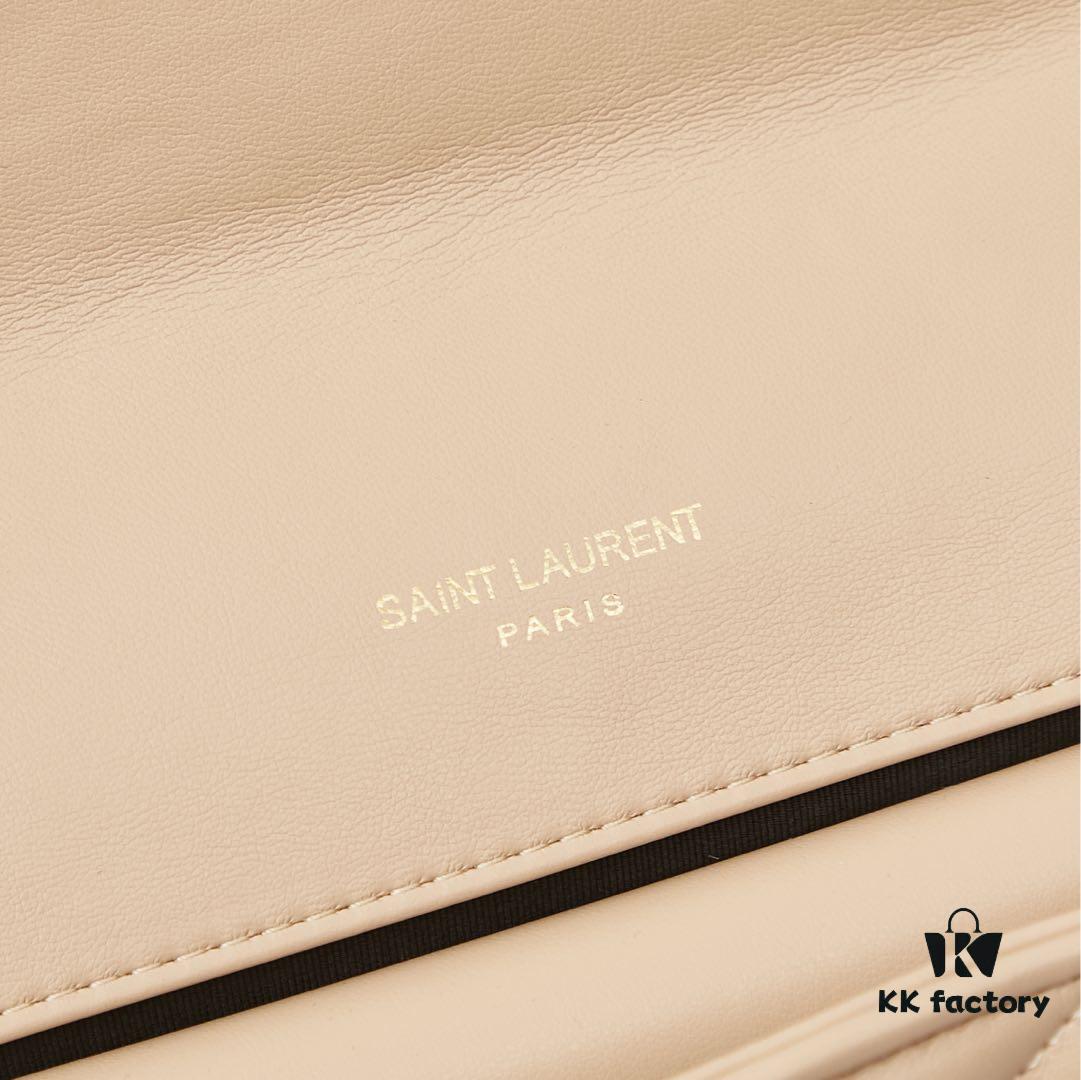 New Large YSL Saint Laurent LouLou Box Bag - Shiny Coated Lambskin with Box and Cardholder
