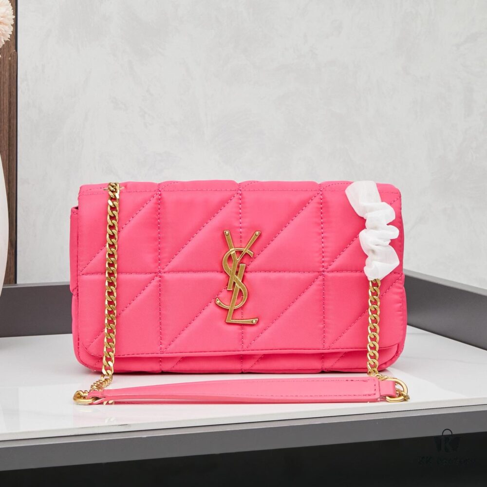 New YSL Saint Laurent JAMIE Chain Crossbody Bag in Dragon Fruit Color / Vintage Black with Box