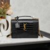 YSL Sunset Crocodile Embossed Shiny Leather Chain Handbag with Box