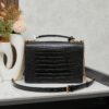 YSL Sunset Crocodile Embossed Shiny Leather Chain Handbag with Box