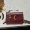 Saint Laurent SUNSET Embossed Crocodile-Texture Shiny Leather Chain Handbag with Box