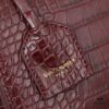Saint Laurent SUNSET Embossed Crocodile-Texture Shiny Leather Chain Handbag with Box
