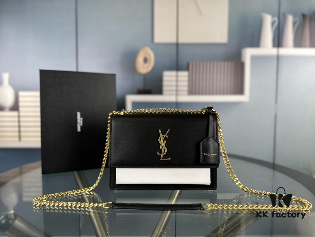 New Arrival with Box YSL Sunset Chain Bag, Smooth Fine Grain Calfskin Leather