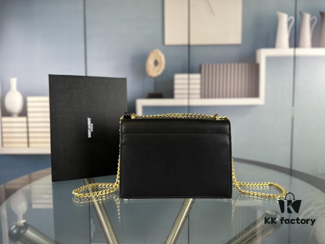 New Arrival with Box YSL Sunset Chain Bag, Smooth Fine Grain Calfskin Leather