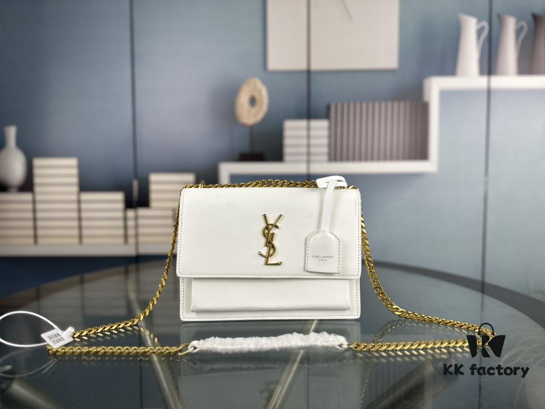 New Arrival with Box 💰 YSL Sunset Chain Bag, Smooth Fine Grain Calfskin Leather