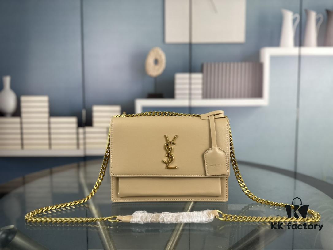 New Arrival with Box YSL Sunset Chain Bag, Smooth Fine Grain Calfskin