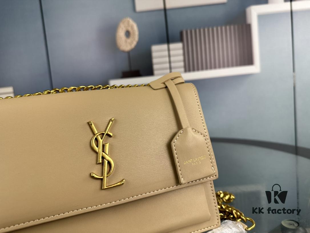 New Arrival with Box YSL Sunset Chain Bag, Smooth Fine Grain Calfskin