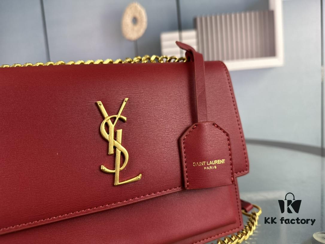 New Arrival with Box 💰 YSL Sunset Chain Bag, Smooth Fine Grain Calfskin Leather