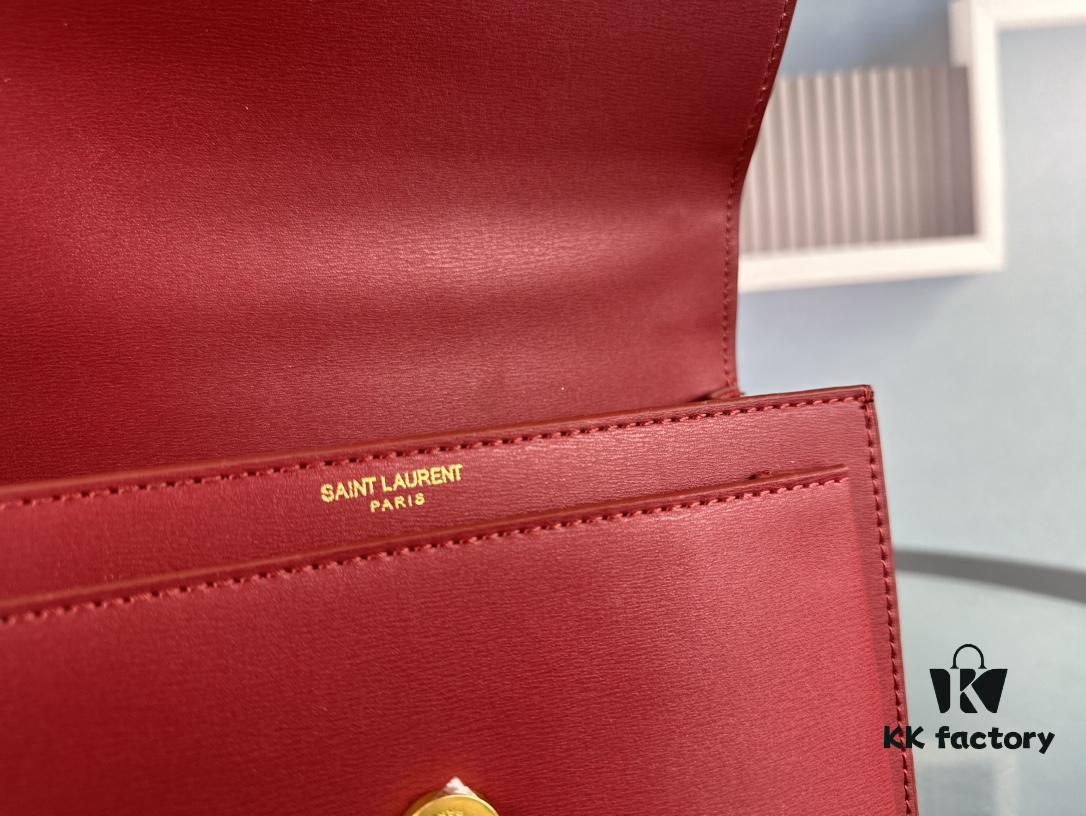 New Arrival with Box 💰 YSL Sunset Chain Bag, Smooth Fine Grain Calfskin Leather